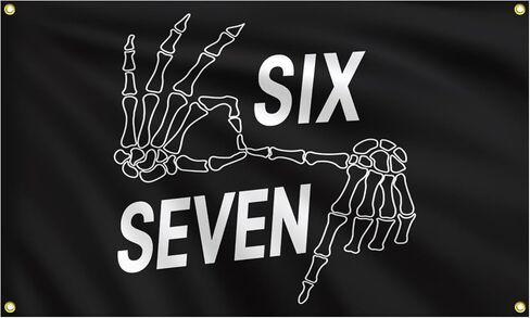 Six Seven 6 7 Meme Skeleton Hands Tapestry 3x5 Ft - Gothic Humor Wall Hanging for Bedroom, Rock Music Inspired Decor, Funny Meme Gift for Adults in Saudi Arabia