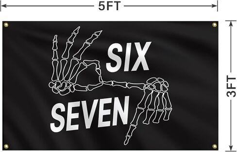 Six Seven 6 7 Meme Skeleton Hands Tapestry 3x5 Ft - Gothic Humor Wall Hanging for Bedroom, Rock Music Inspired Decor, Funny Meme Gift for Adults in Saudi Arabia