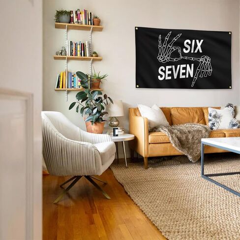 Six Seven 6 7 Meme Skeleton Hands Tapestry 3x5 Ft - Gothic Humor Wall Hanging for Bedroom, Rock Music Inspired Decor, Funny Meme Gift for Adults in Saudi Arabia