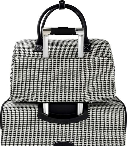 London Fog Cambridge 16" Classic Satchel, Black White Houndstooth in Kuwait