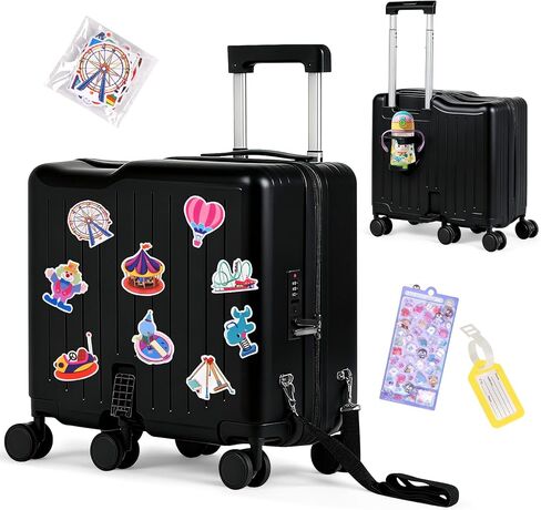 smilesun Kids Ride-On Luggage, 20" Hardshell Carry-On Suitcase with 6 Spinner Wheels, Foldable Pedal, Hidden Cup Holder & Combination Lock for Toddlers & Children (Green, 20-inch) in Saudi Arabia