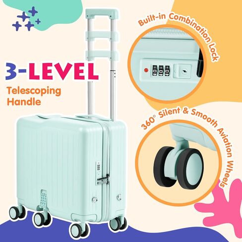 smilesun Kids Ride-On Luggage, 20" Hardshell Carry-On Suitcase with 6 Spinner Wheels, Foldable Pedal, Hidden Cup Holder & Combination Lock for Toddlers & Children (Green, 20-inch) in Saudi Arabia