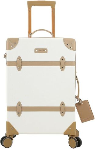 Vintage-Inspired White 2-Pack Hardside Trunk & Train Case With Brown Accents in Saudi Arabia