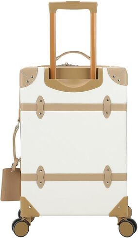 Vintage-Inspired White 2-Pack Hardside Trunk & Train Case With Brown Accents in Saudi Arabia