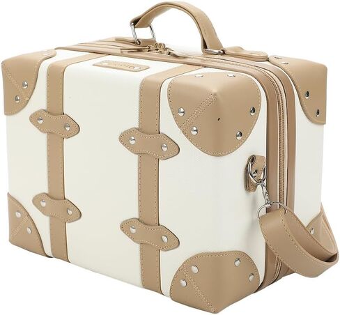 Vintage-Inspired White 2-Pack Hardside Trunk & Train Case With Brown Accents in Saudi Arabia