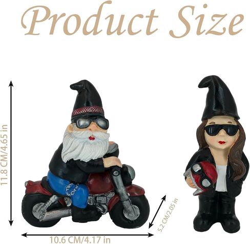 2 Pack Biker Gnomes Resin Figurines, Motorcycle Riding Swedish Tomte Gnomes Decor, Collectible Tabletop Tiered Tray Decor for Home Farmhouse Coffee Bar Office (Black) in Kuwait