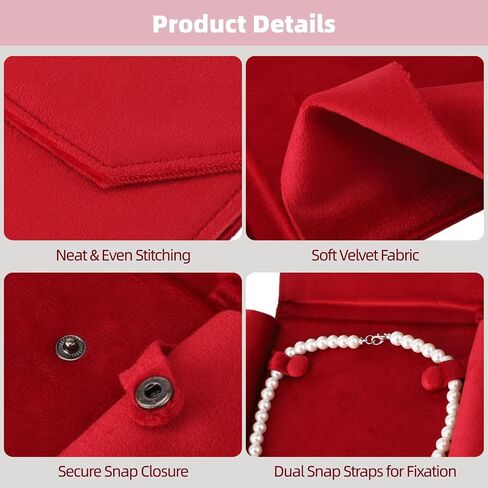 6 Pcs Velvet Necklace Display Folders, Foldable Women Pearl Necklace Organizers with Snap Closure, Portable Travel Jewelry Storage Pouches, Jewelry Display Cases for Presents in Saudi Arabia