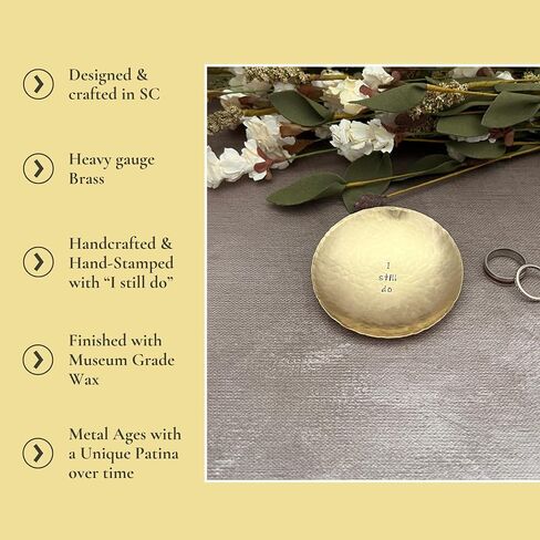 I Still Do Brass Ring Dish, 21st Wedding Anniversary, Hammered Metal Keepsake Gift, Handcrafted in South Carolina in Saudi Arabia