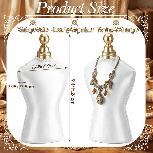 Tondiamo Vintage Velvet Necklace Display Stand White Mannequin Velvet Jewelry Necklace Holde Elegant Decor for Wedding Jewelry Selling Vendors Trade Shows in Kuwait