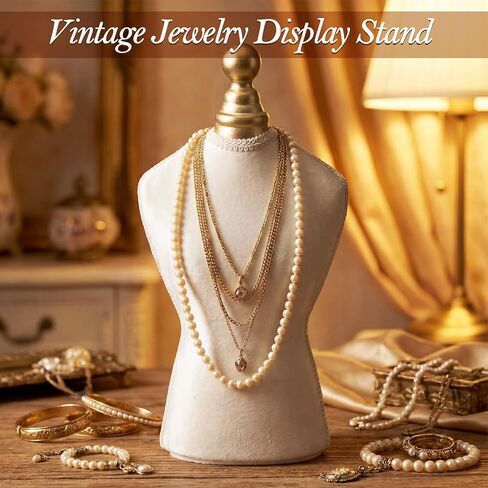 Tondiamo Vintage Velvet Necklace Display Stand White Mannequin Velvet Jewelry Necklace Holde Elegant Decor for Wedding Jewelry Selling Vendors Trade Shows in Kuwait