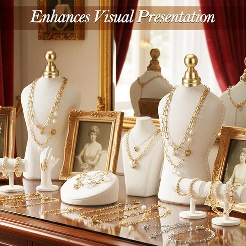 Tondiamo Vintage Velvet Necklace Display Stand White Mannequin Velvet Jewelry Necklace Holde Elegant Decor for Wedding Jewelry Selling Vendors Trade Shows in Kuwait