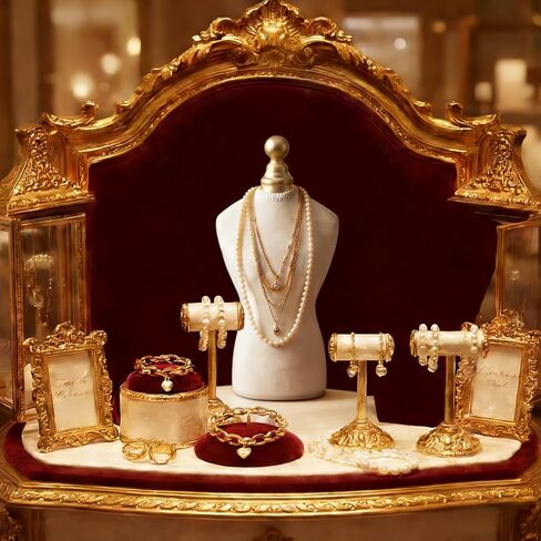 Tondiamo Vintage Velvet Necklace Display Stand White Mannequin Velvet Jewelry Necklace Holde Elegant Decor for Wedding Jewelry Selling Vendors Trade Shows in Kuwait