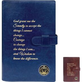 Large Print Double AA Big Book Cover & 12 Steps & 12 Traditions | by Galileo | Perfect Gift | Alcoholics Anonymous (Large Print/Navy Blue)