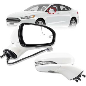 Dasbecan Left Driver Side Power Door Mirror Compatible with Ford Fusion 2013-2015 Power | Heated | Turn Signal | Puddle Light | Manual Folding | DS7Z17683BA | Black | 7Pins