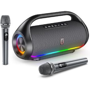 HWWR Portable Bluetooth Speaker Wireless with 2 Microphones, IPX5 Waterproof Loud Stereo Speakers Boom Music Box, Deep Bass Portable Speaker for Outdoor Indoor Home Parties Hiking Camping