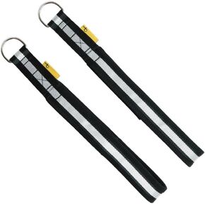 Double Loop Fitness Pilates Straps for Reformer, Cadillac, and Other Fitness Equipment, One Pair, Black with White Stripe