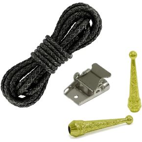 Moranse Bolo tie Clasp accessories With Two Pendants,Leather Rope And Metal Slide Clip Buckle (4pcs)