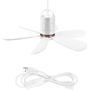 hYwecy USB Ceiling Fan with Remote Control Timing and Speed,Six blades Quiet Camping fan for Camping;Bedroom;Office;Living Room (Remote)