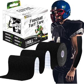 Turf Tape Football Extra Wide Kinesiology Tape Football Turf Tape Protects from Turf Burn 4 in x 11 Yards Waterproof Athletic Tape for Arm Elastic Muscle Support Tape,Breathable,Long Lasting(Black)