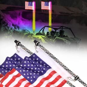 2PCS 5FT LED Whip Lights, AWLUKER RGB Spiral Whip Lights with RF Remote Control Flags UTV Antenna Whip Light Spiral LED RGB Whip Light for Trucks UTV ATV Off Road Pickup Boat