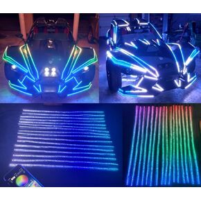 16PCS 1FT 30CM 12" Single Row RGB Dream Color Chasing Flow Series Illuminated Light Strips for Polaris Slingshot Ryker Spyder Motorcycle