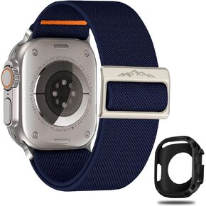 أربطة Westeagle من النايلون مع حافظة متوافقة مع Apple Watch Ultra/Ultra 2 Band 49mm 45mm 44mm 42mm، حزام رياضي قابل للتمدد مع حافظة TPU متينة لـ iWtch Ultra/2 9/8/7/6/5/4/3/2/1 رجال