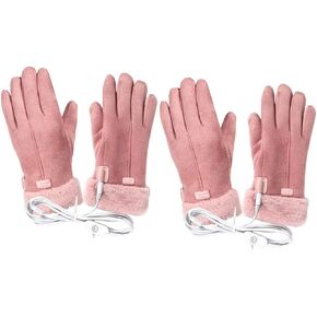2 Sets USB Heated Gloves Ladies Heated Gloves Women Hands Warmer USB Powered Heating Mittens USB Heated Mitten Hand Warming Gloves Cold Weather Ski Hand Warmer