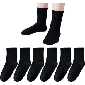 Kids Seamless Socks Boys Girls Cotton Athletic Socks School Ankle Socks with Retro Stripes 6 Pack