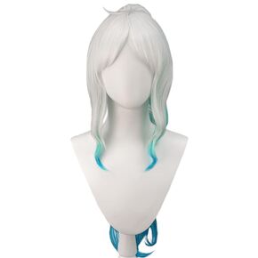 Xingwang Queen Anime Cosplay Wig Long Ombre White Green Blue Ponytails Wigs for Women Girls