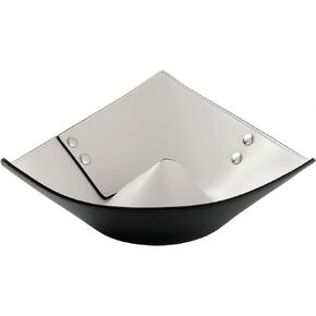 9.8 Inches White Modern Leather Decorative Bowl for Home Decor Key Wallet Jewelry Candy Fruit Ball Entryway Centerpieces Dining Coffee Table Bookshelf Living Room Large Dough Bowls