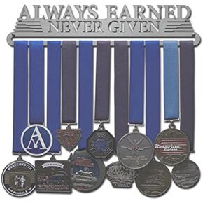 Always Earned Never Given (Compact) - Multiple Medal Awards Holder Display Rack