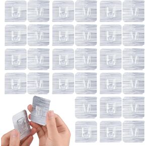 30 Pieces Double Side Adhesive Hooks, Wall Adhesive Hooks Wall Hooks 15lbs Max Heavy Duty Sticky Hooks Clear Adhesive Hooks Waterproof Utility Hooks for Bathroom, Kitchen, Picture Hanging Hook