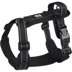 Roiseon Y-Shaped Dog Harness with Adjustable Durable Nylon, Soft Padding, Metal Buckles and Leather Handle for Small, Medium, Large Dogs (Green, L(bust18-24.8 inches, Weight 7.5-14 kg))