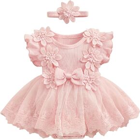 Karwuiio Newborn Baby Girl Clothes Floral Print Romper+Headband Ruffled Sleeveless Bodysuit Jumpsuits Infant Clothes