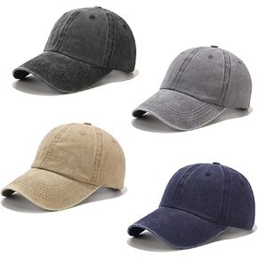 4 Pack Kid's Distressed Baseball Cap Washed Cotton Hat for Boys Girls