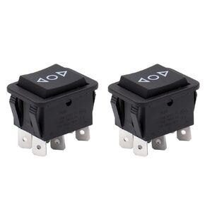 Rocker Switch 16A 250VAC ON-Off-ON Momentary DPDT 6 Terminals Black 2Pack