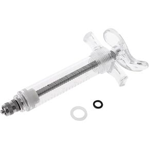 30ml Plastic and Stainless Steel Syringe, Reusable Multiple Uses Measuring Syringe Tools for Animal Veterinary, Industrial Adhesives, Scientific Labs (1 Pack)
