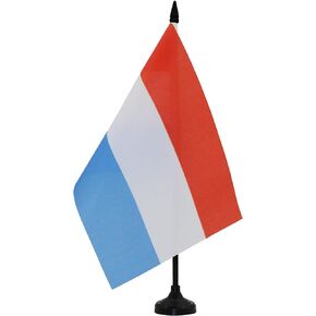 AZ FLAG Luxembourg Table Flag 5'' x 8'' - Luxembourger Desk Flag 21 x 14 cm - Black Plastic Stick and Base