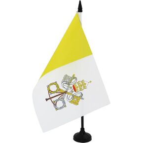 AZ FLAG Vatican City Table Flag 5'' x 8'' - Vatican Desk Flag 21 x 14 cm - Black Plastic Stick and Base