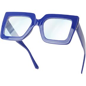 CLRAEGONK Oversized Blue Light Glasses for Women Fashion Square Thick Frames Stylish Non-Prescription Eyewear GRACE