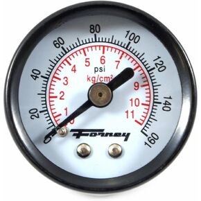 Forney 75565 Pressure Gauge with Rear Mount, 1-1/2-Inch Face, 1/8-Inch NPT, 0-160 PSI