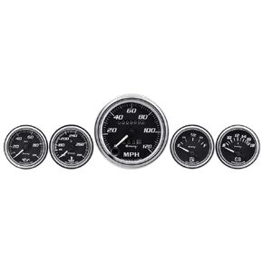 EQUUS 5-Piece Gauge Set Black Face/Chrome Bezel