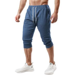 Ohoo Men's 3/4 Capri Joggers Pants Slim Fit Lightweight Yoga Running Workout Active Pants Casual Wear