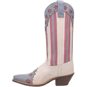 Laredo Womens Cady Patriotic Snip Toe Casual Boots Mid Calf Low Heel 1-2" - Off White