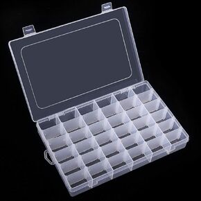 Benbilry 36 Grids Clear Plastic Organizer Box with Adjustable Dividers, 36 Compartment Organizer Clear Storage Container for Bead Organizer, Fishing Tackles, Felt Board and Jewelry Storage
