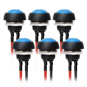 STARELO 6PCS 12mm Momentary Push Button Switch Mini Round Waterproof SPST Switch 3A 125V AC 2Pin 1NO with Pre-soldered Wire PBS-33B(Black).
