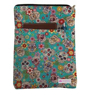 Skulls & Flowers Book Sleeve - Book Cover for Hardcover and Paperback - Book Lover Gift - Notebooks and Pens Not Included