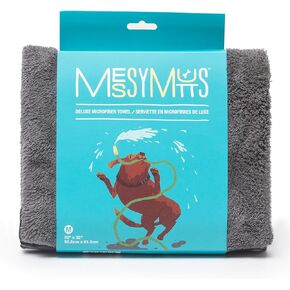 Messy Mutts Ultra Soft Microfiber Towel with Hand Pockets | Super Absorbent Moisture Locking | Soft, Durable Plush Microfiber Dog Towel | Machine Washable Dog Shammy