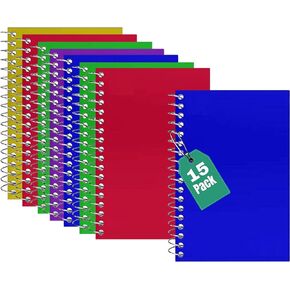 1InTheOffice Small Spiral Notebook 4x6, Spiral Memo Pads, Memo Book, College Ruled, Small Notepads 4X6 inches, Assorted Colors, 50Sheets/Pad, 15 Pads/Pack