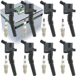 partszen DG508 DG457 DG472 DG491 SP-497 Ignition Coil & Spark Plug for Ford E150 E250 E350 E450 F150 F250 F350 F450 F550 Econoline 4.6L 5.4L V8 Set of 8 1998-2008